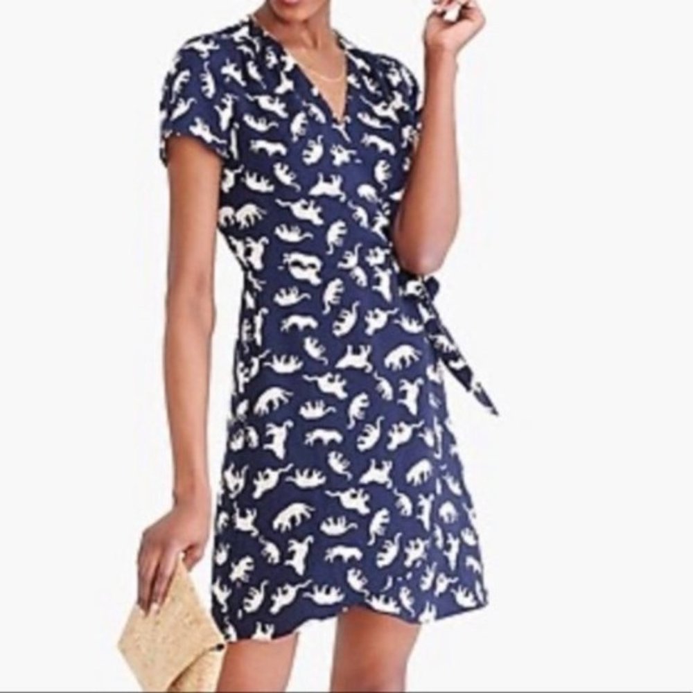 J.Crew Factory Cheetah Wrap Dress size 10